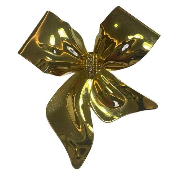 🎀Vintage 1940s Gold Brooch with Rhinestones🎀 - Picture 1 of 2